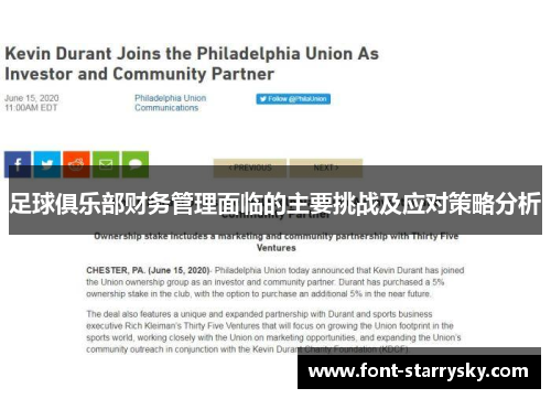 足球俱乐部财务管理面临的主要挑战及应对策略分析